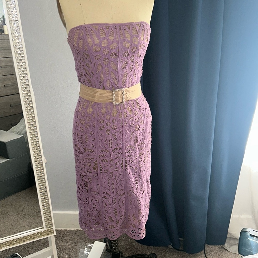 Vintage Betsey Johnson Lilac Lace Strapless Dress